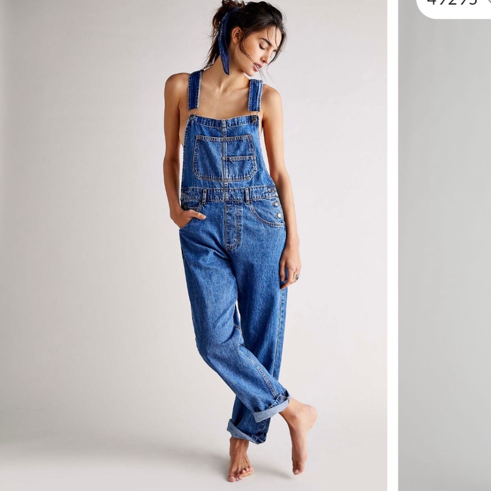 Free People Women's Denim Ziggy Overalls